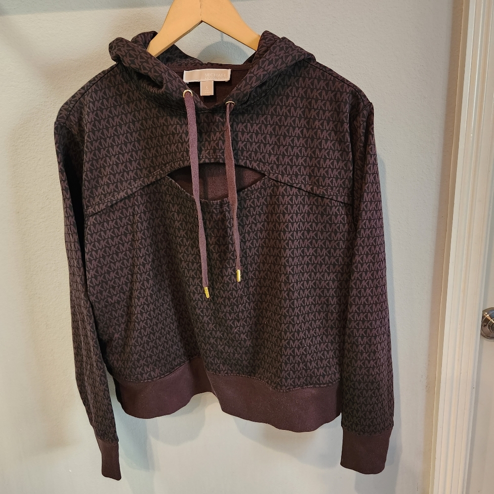 Michael Kors brown logo hoodie sweatshirt size Small women's loose fit sexy